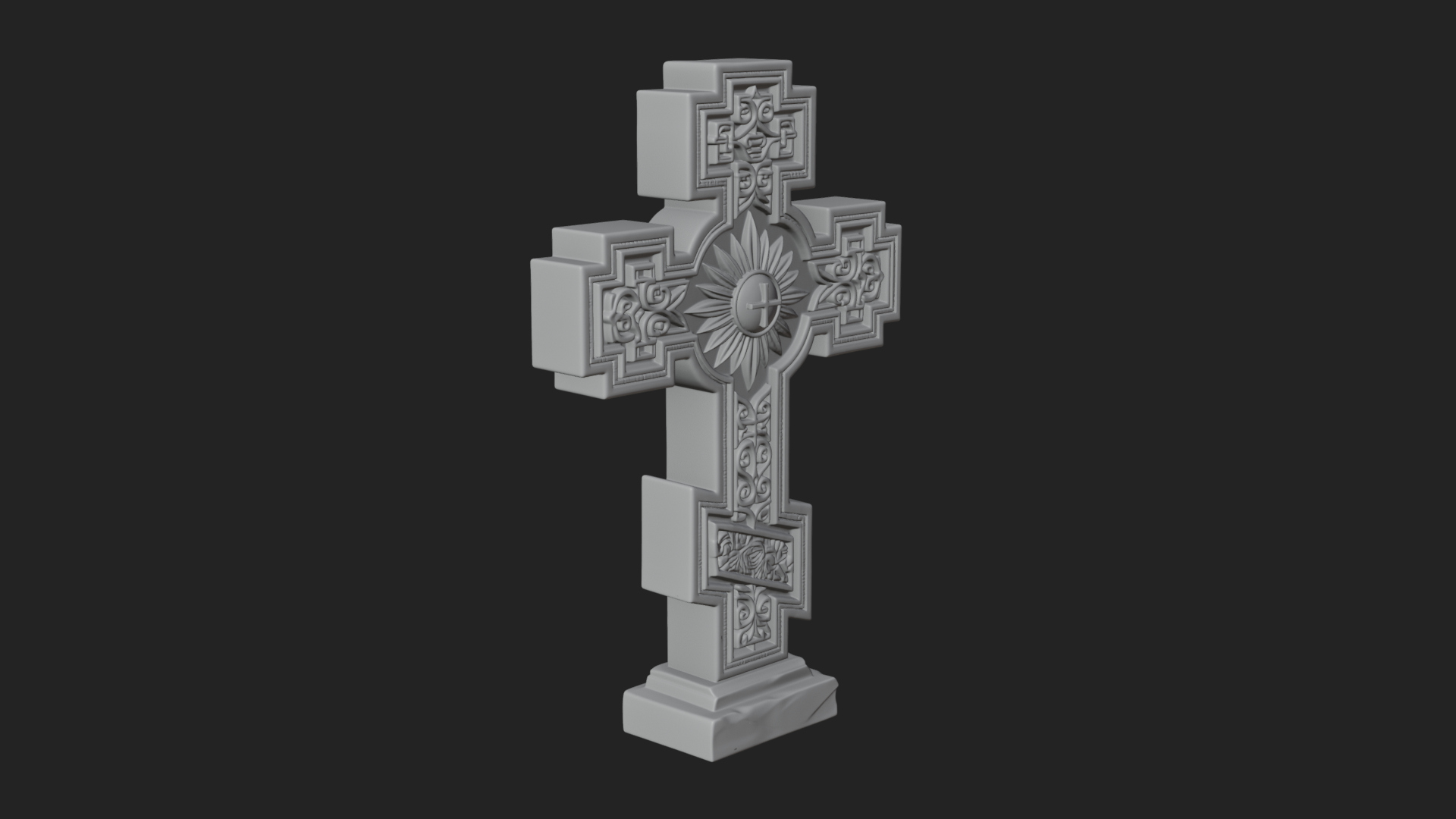 Carved Relief Wall Cross Design 473 3D Print Model 3D Model