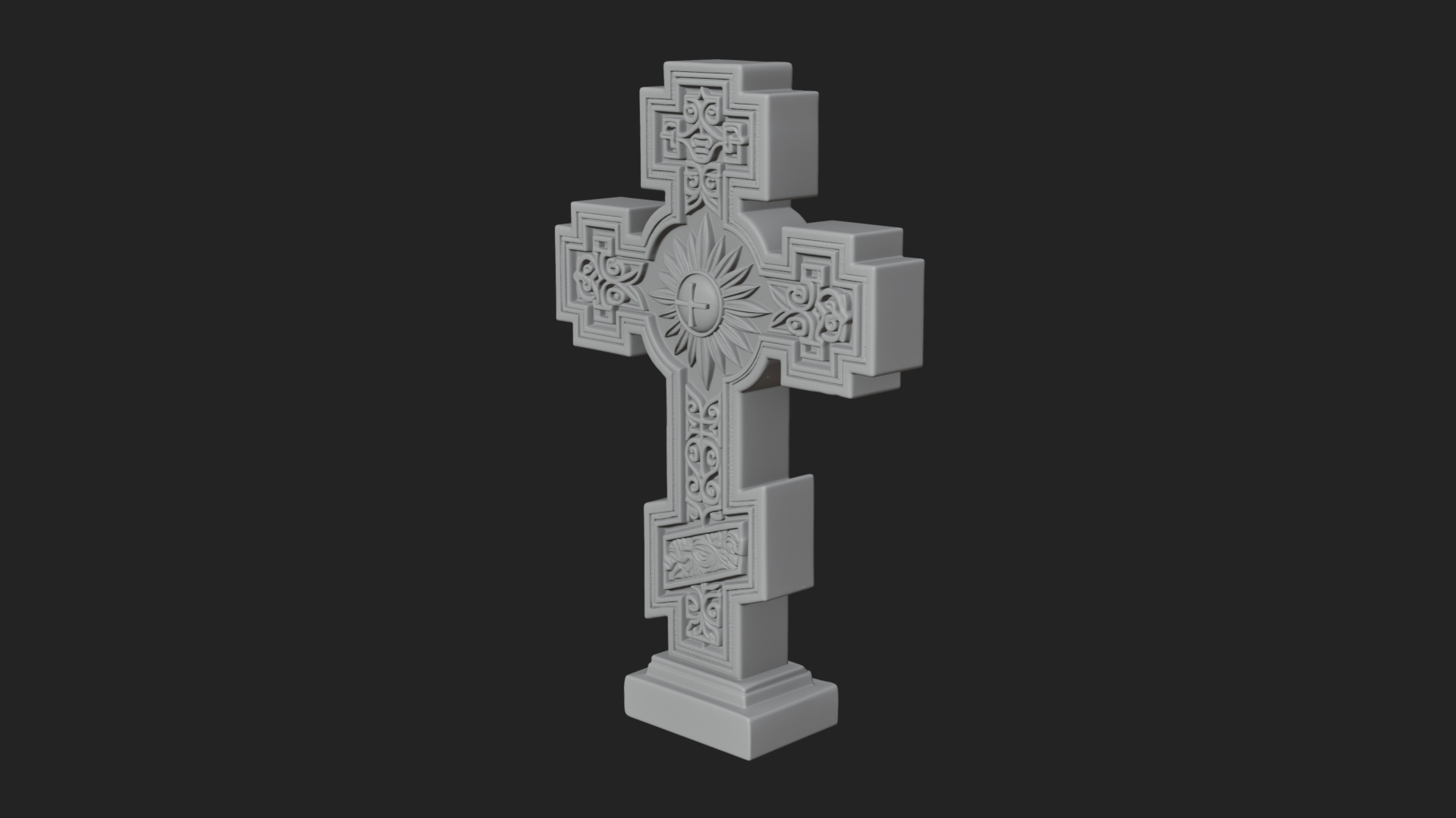 Carved Relief Wall Cross Design 473 3D Print Model 3D Model