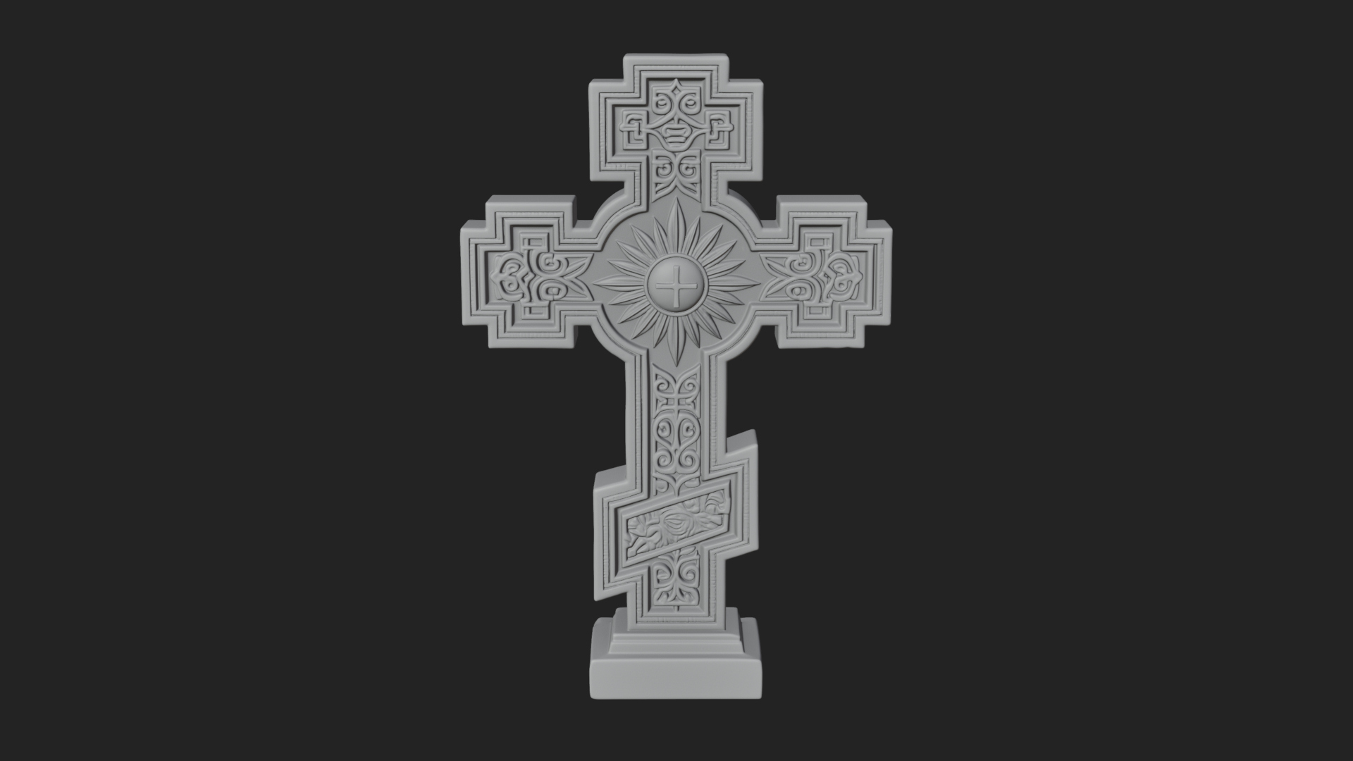 Carved Relief Wall Cross Design 473 3D Print Model 3D Model