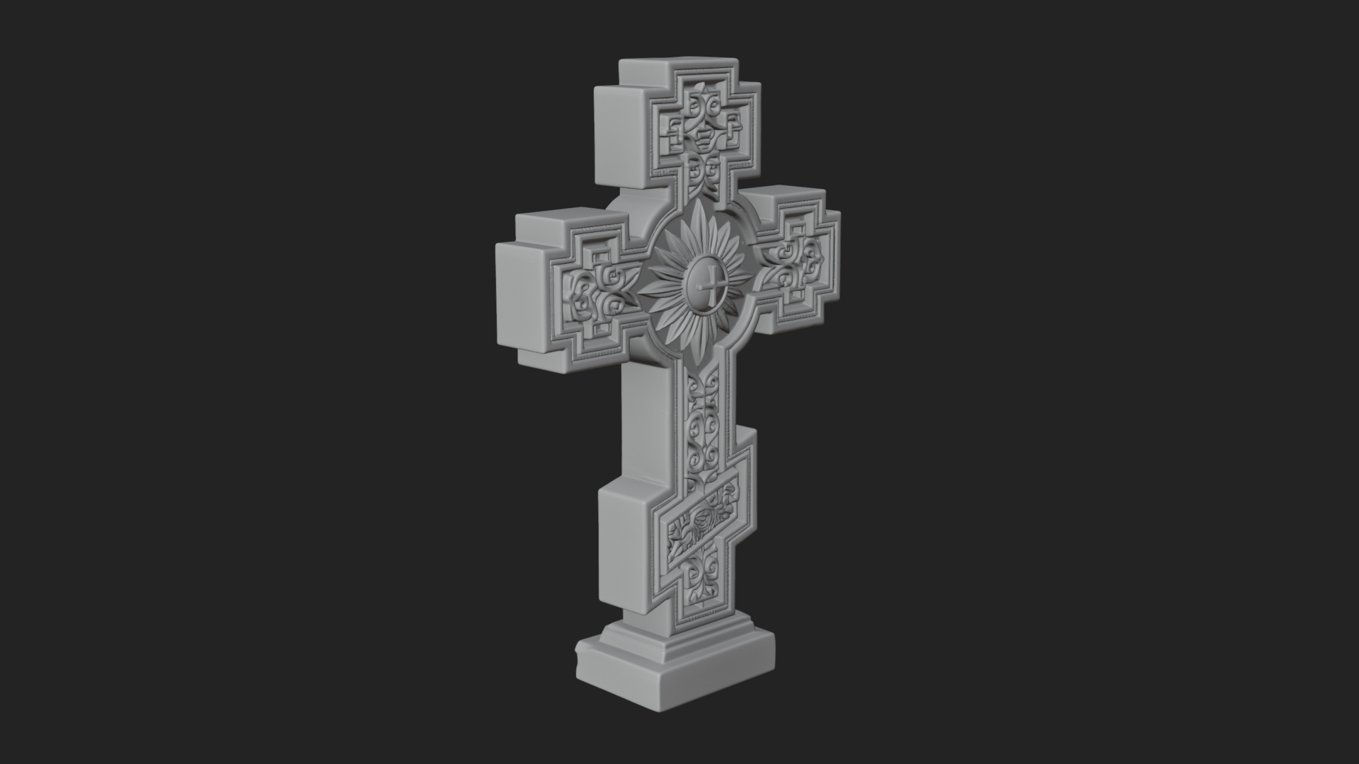 Carved Relief Wall Cross Design 473 3D Print Model 3D Model