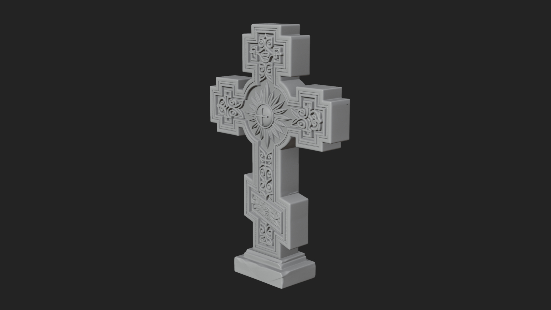 Carved Relief Wall Cross Design 473 3D Print Model 3D Model