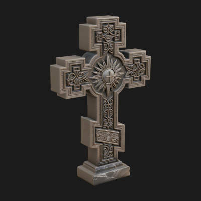 Carved Relief Wall Cross Design 473 3D Print Model