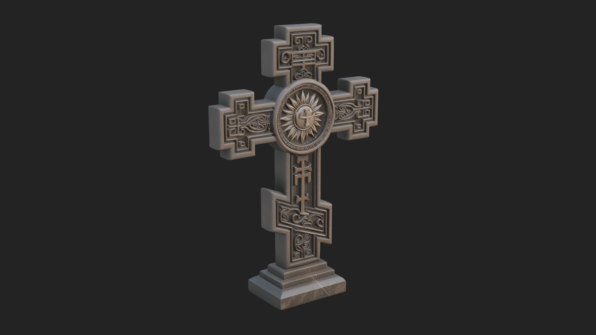 Carved Relief Wall Cross Design 474 3D Print Model 3D Model