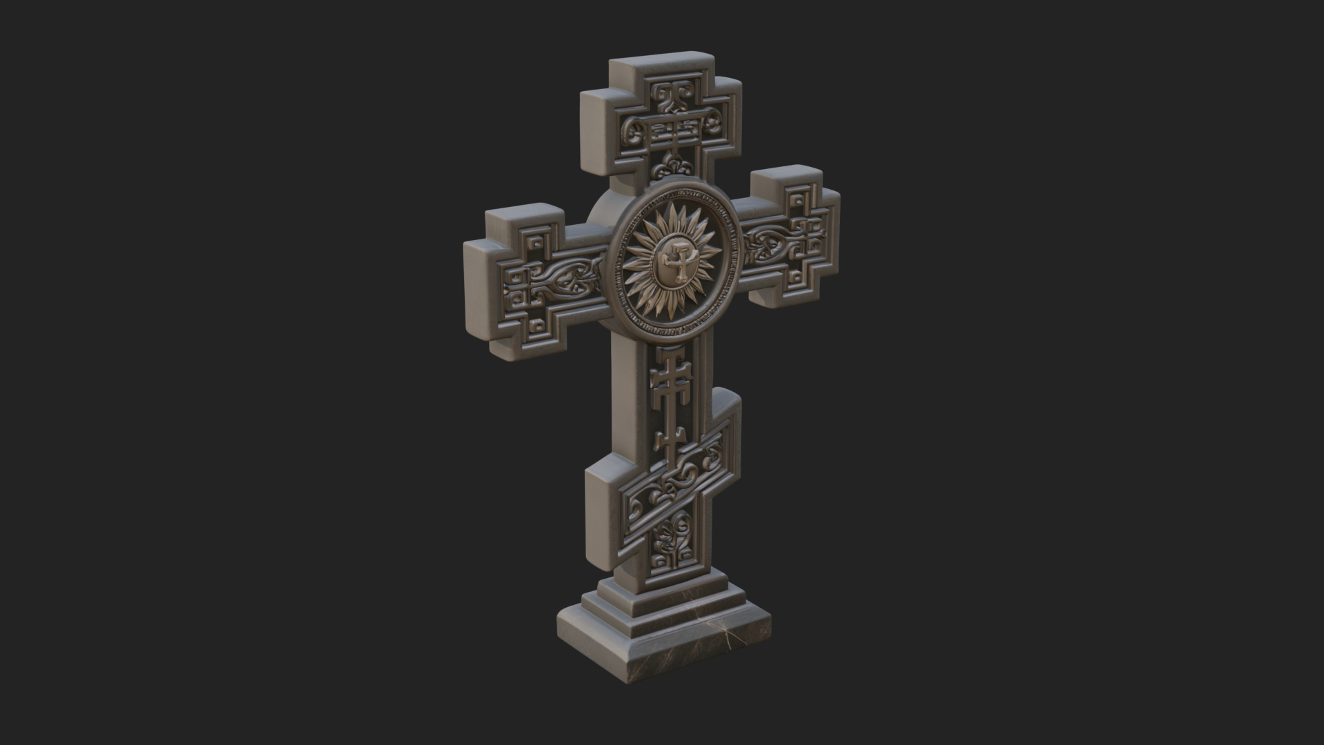 Carved Relief Wall Cross Design 474 3D Print Model 3D Model