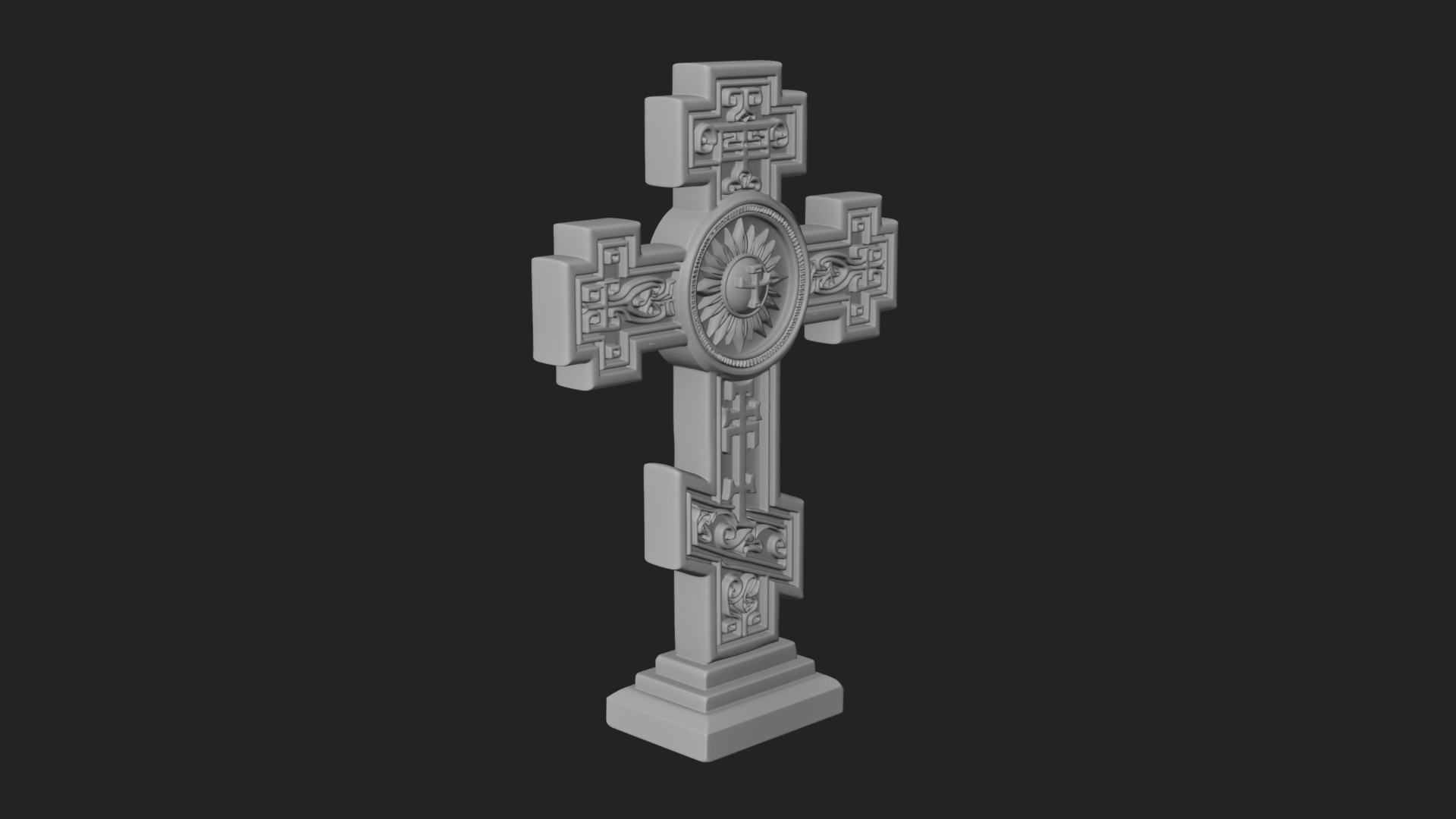 Carved Relief Wall Cross Design 474 3D Print Model 3D Model