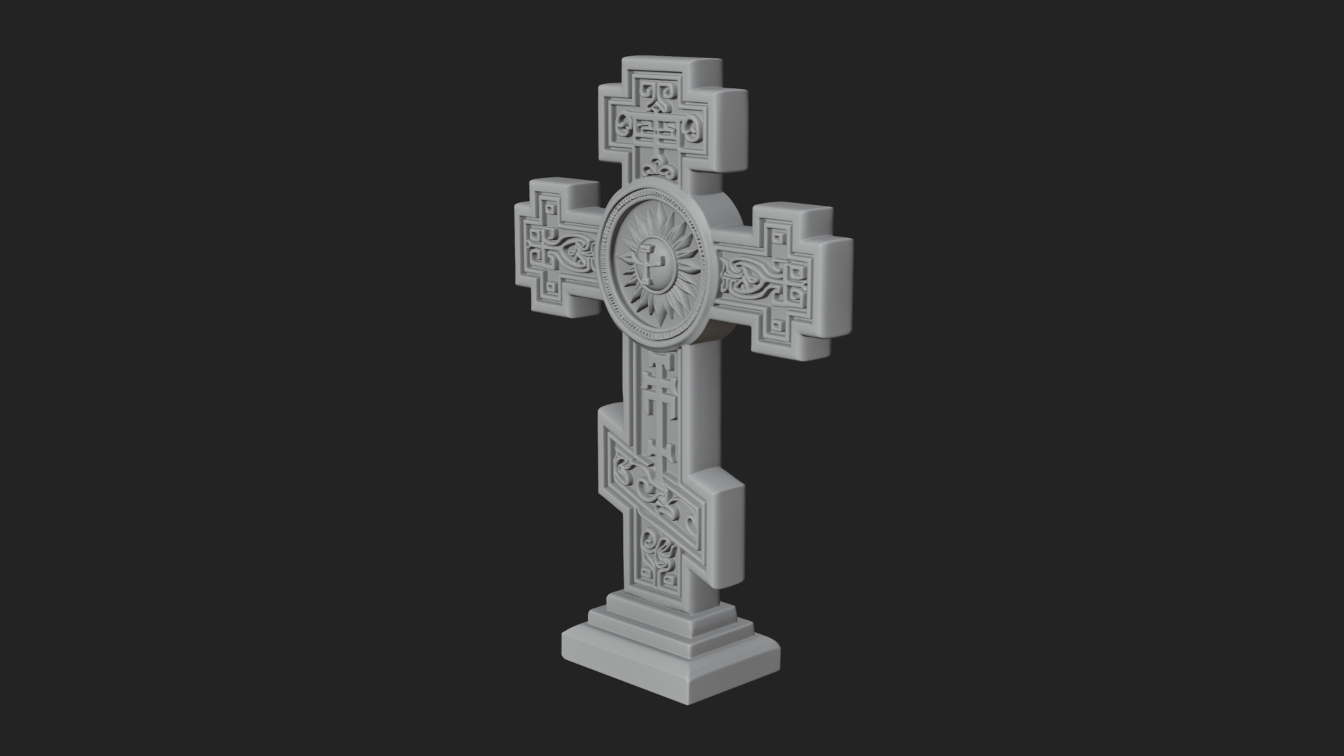 Carved Relief Wall Cross Design 474 3D Print Model 3D Model