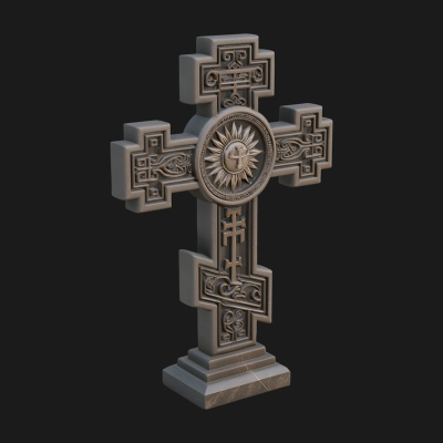 Carved Relief Wall Cross Design 474 3D Print Model