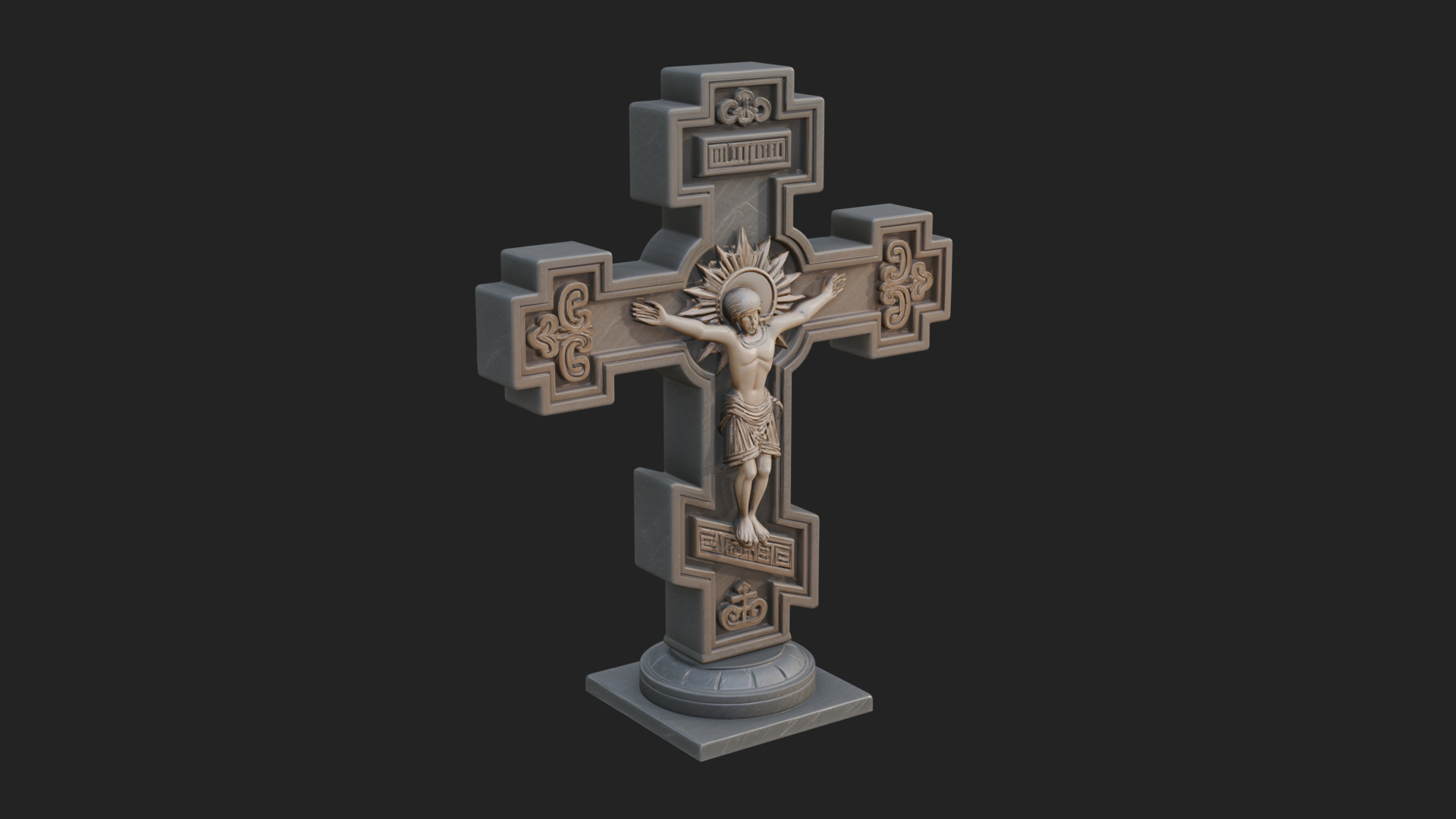 Carved Relief Wall Cross Design 475 3D Print Model 3D Model