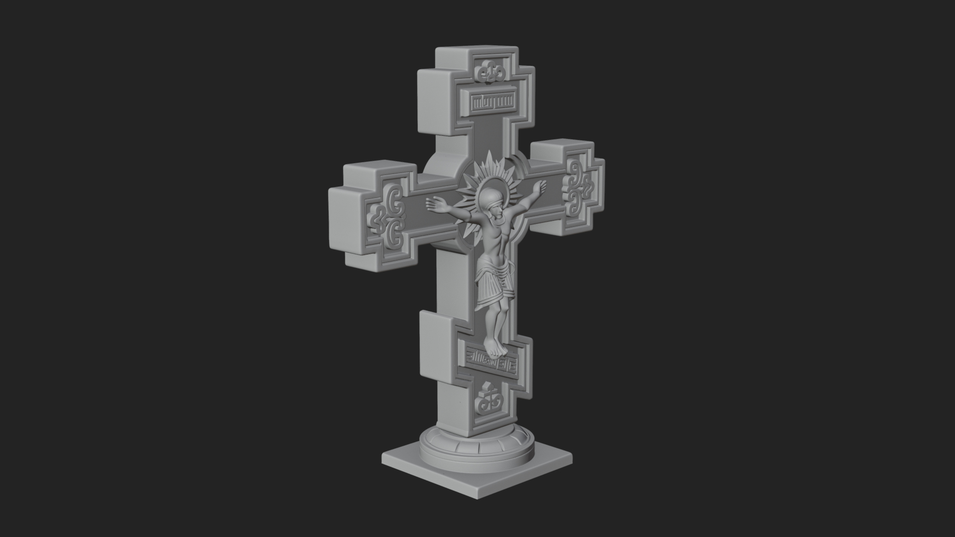 Carved Relief Wall Cross Design 475 3D Print Model 3D Model