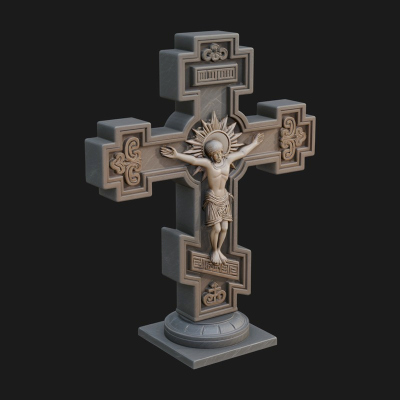 Carved Relief Wall Cross Design 475 3D Print Model