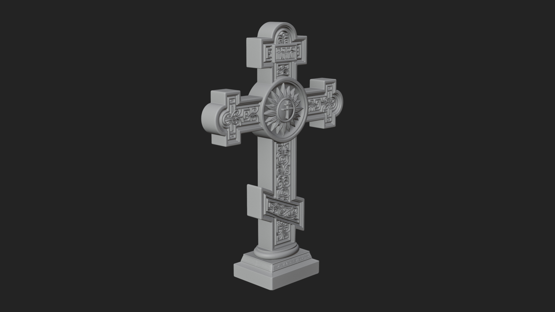 Carved Relief Wall Cross Design 476 3D Print Model 3D Model