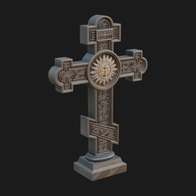 Carved Relief Wall Cross Design 476 3D Print Model