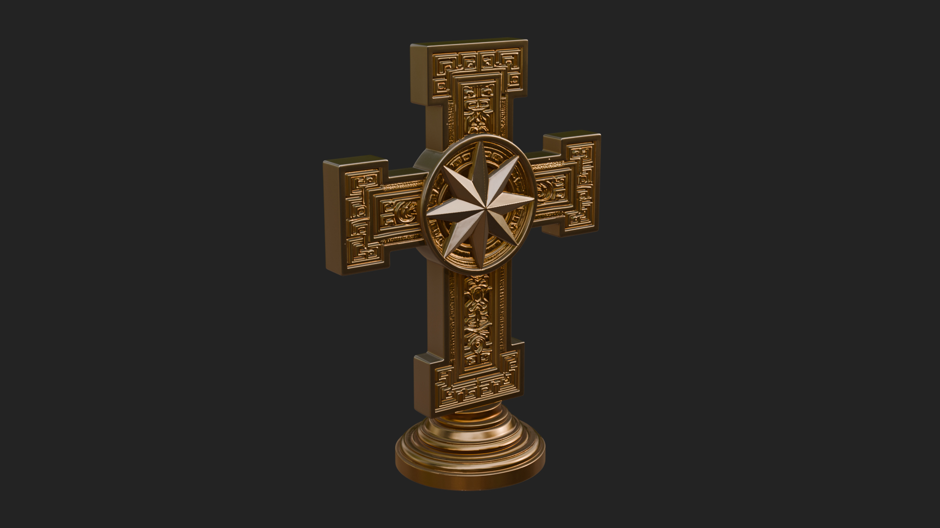 Carved Relief Wall Cross Design 48 3D Print Model 3D Model