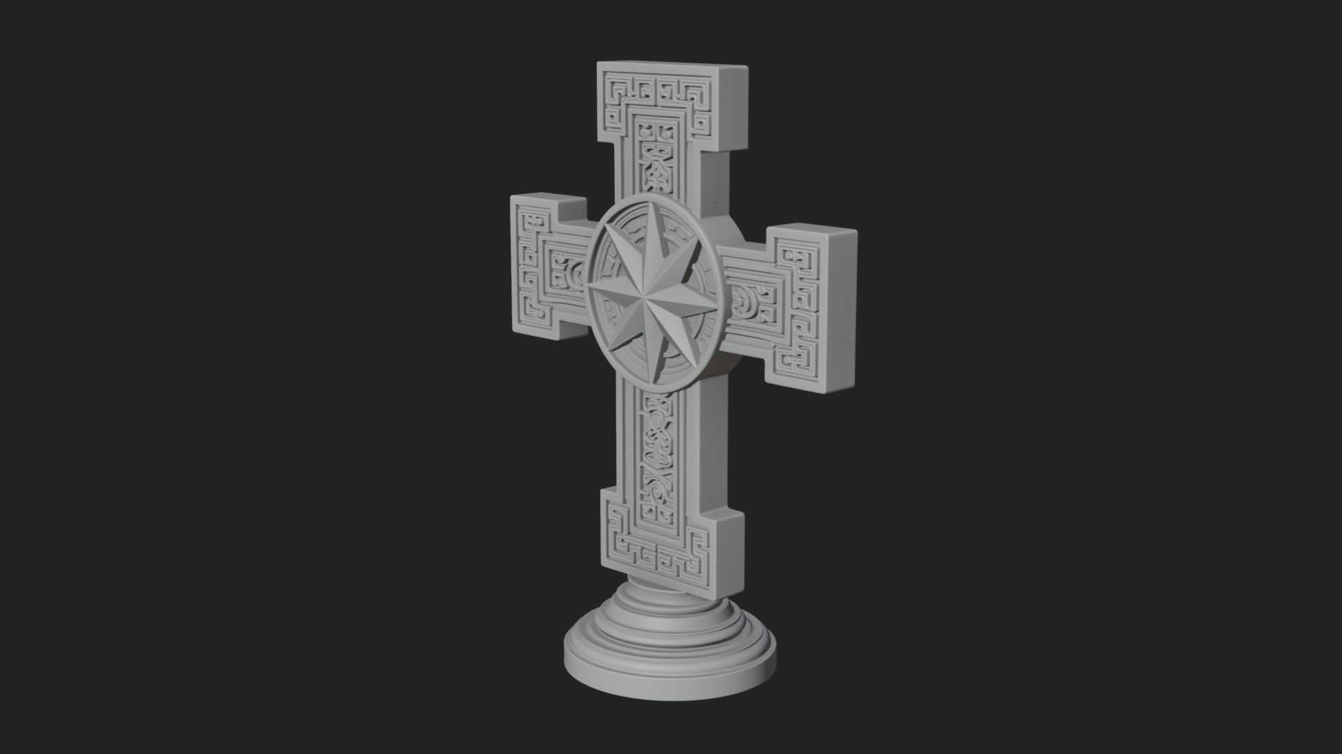 Carved Relief Wall Cross Design 48 3D Print Model 3D Model