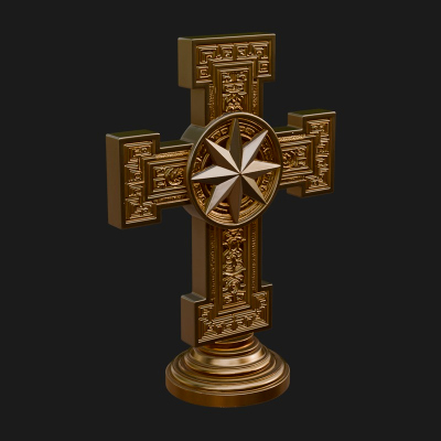 Carved Relief Wall Cross Design 48 3D Print Model