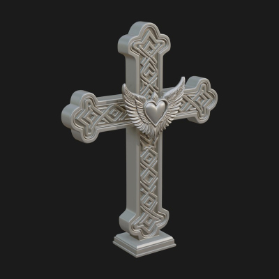 Carved Relief Wall Cross Design 481 3D Print Model