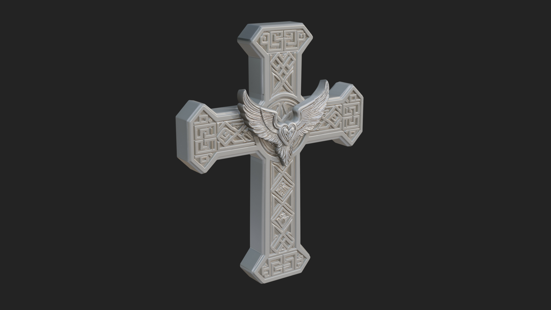 Carved Relief Wall Cross Design 482 3D Print Model 3D Model