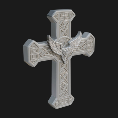 Carved Relief Wall Cross Design 482 3D Print Model