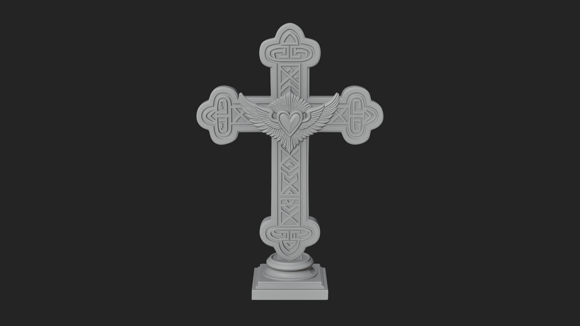 Carved Relief Wall Cross Design 483 3D Print Model 3D Model