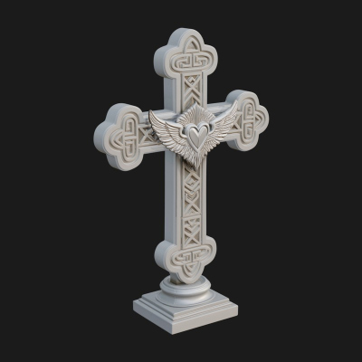 Carved Relief Wall Cross Design 483 3D Print Model