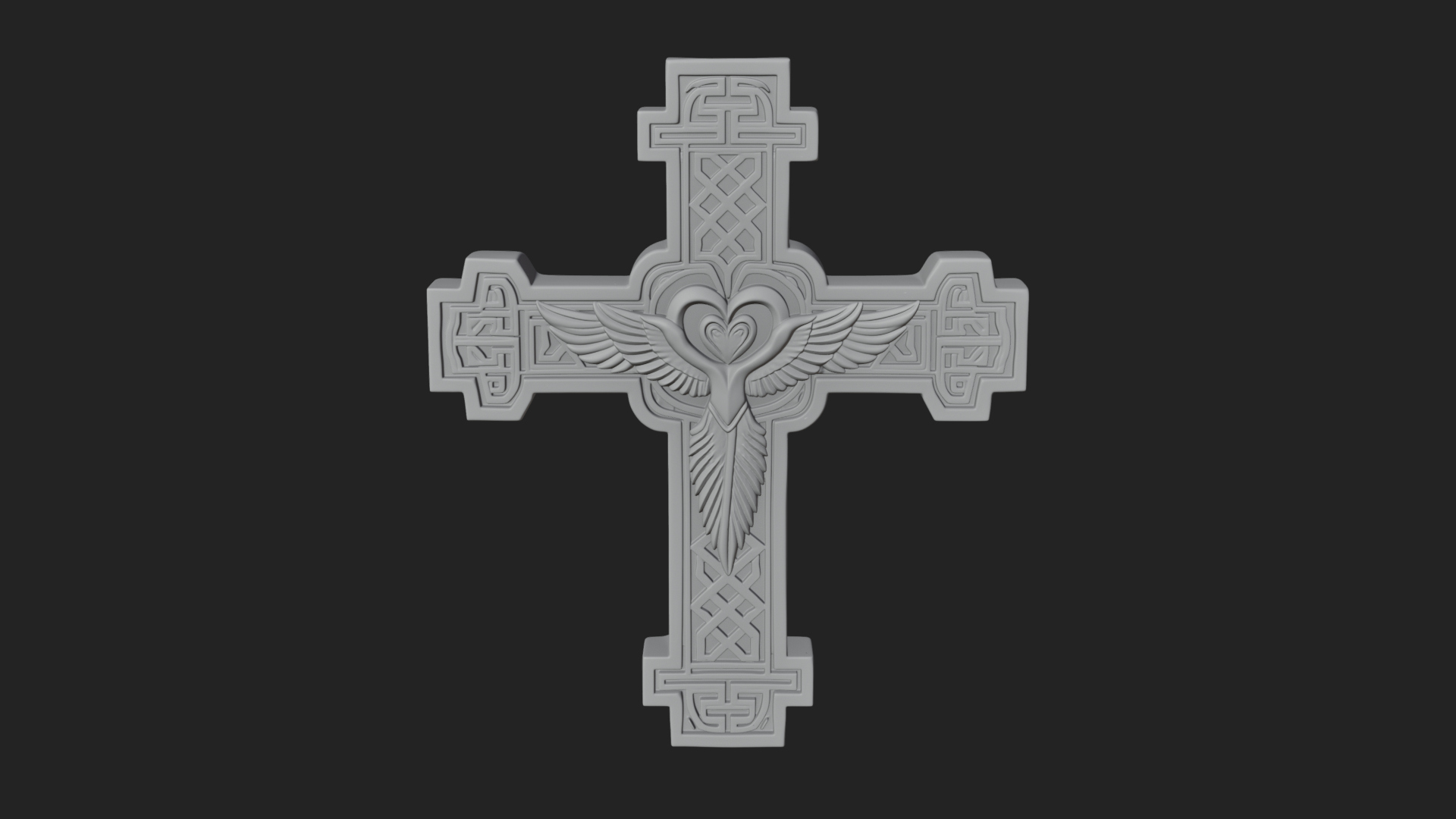 Carved Relief Wall Cross Design 484 3D Print Model 3D Model