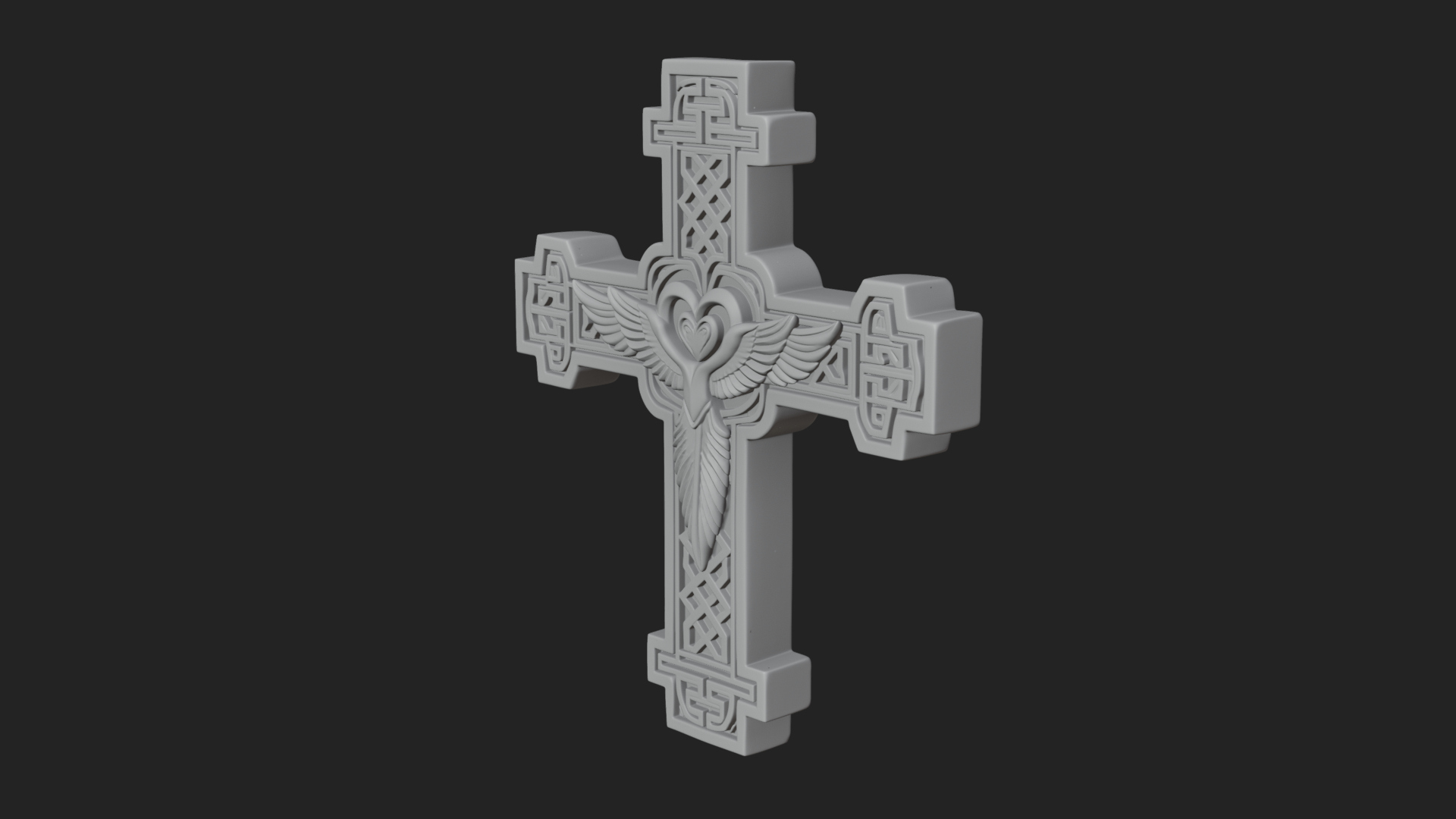 Carved Relief Wall Cross Design 484 3D Print Model 3D Model