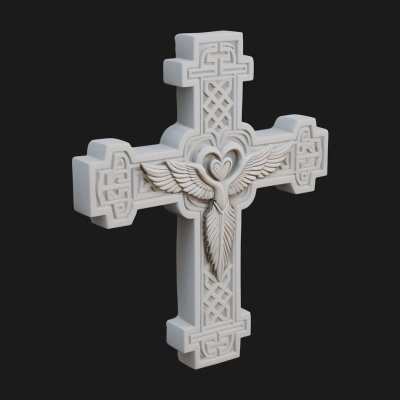Carved Relief Wall Cross Design 484 3D Print Model