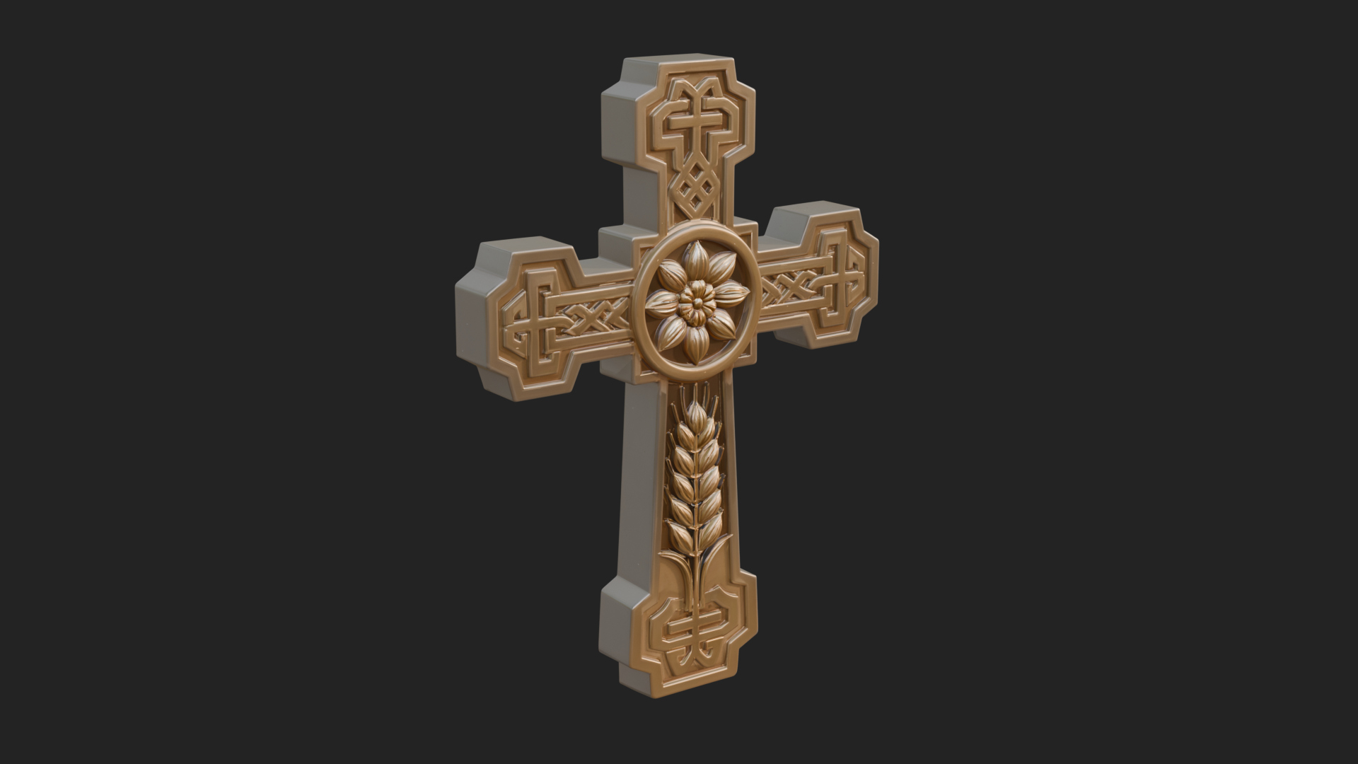 Carved Relief Wall Cross Design 485 3D Print Model 3D Model