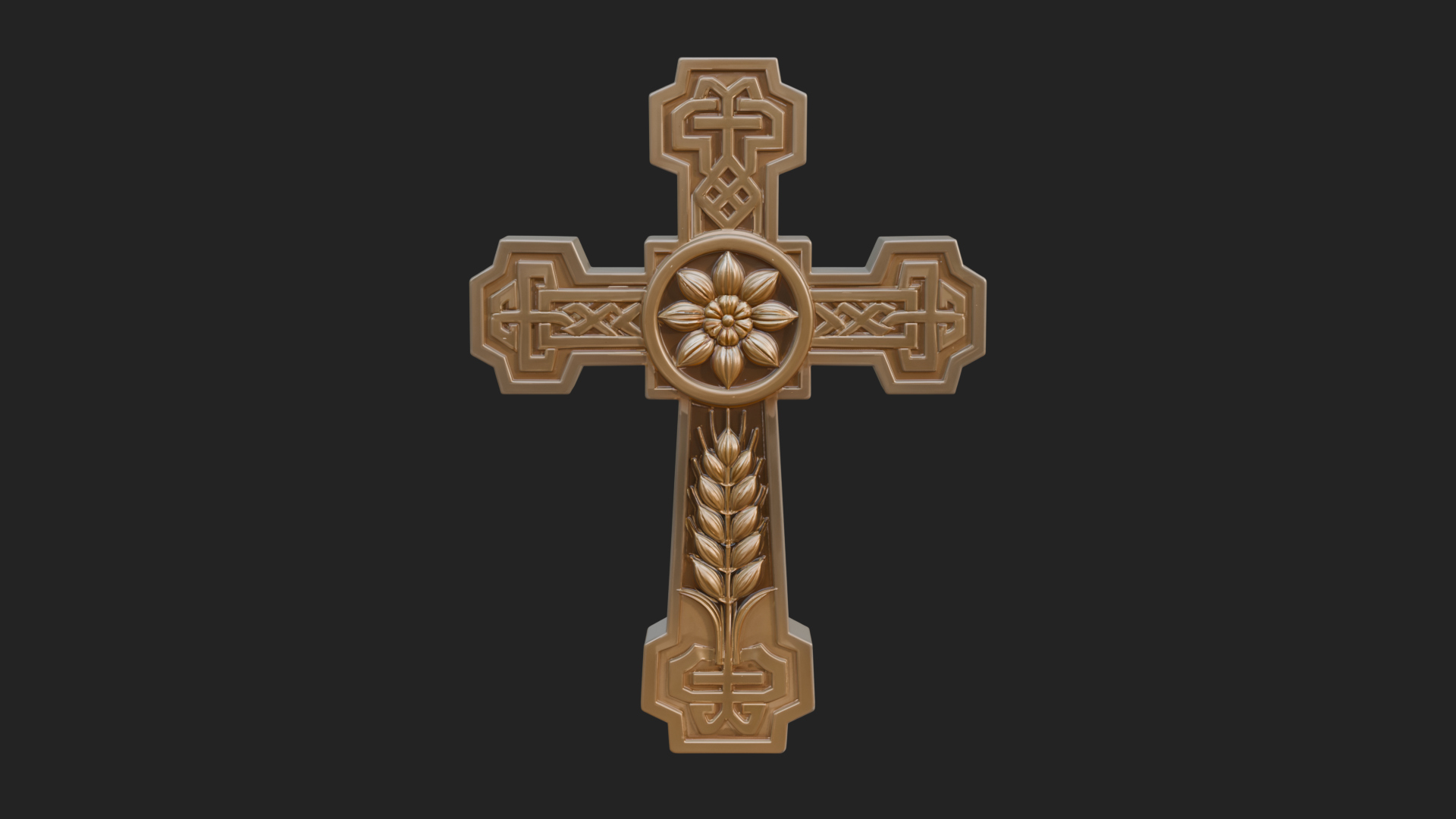 Carved Relief Wall Cross Design 485 3D Print Model 3D Model