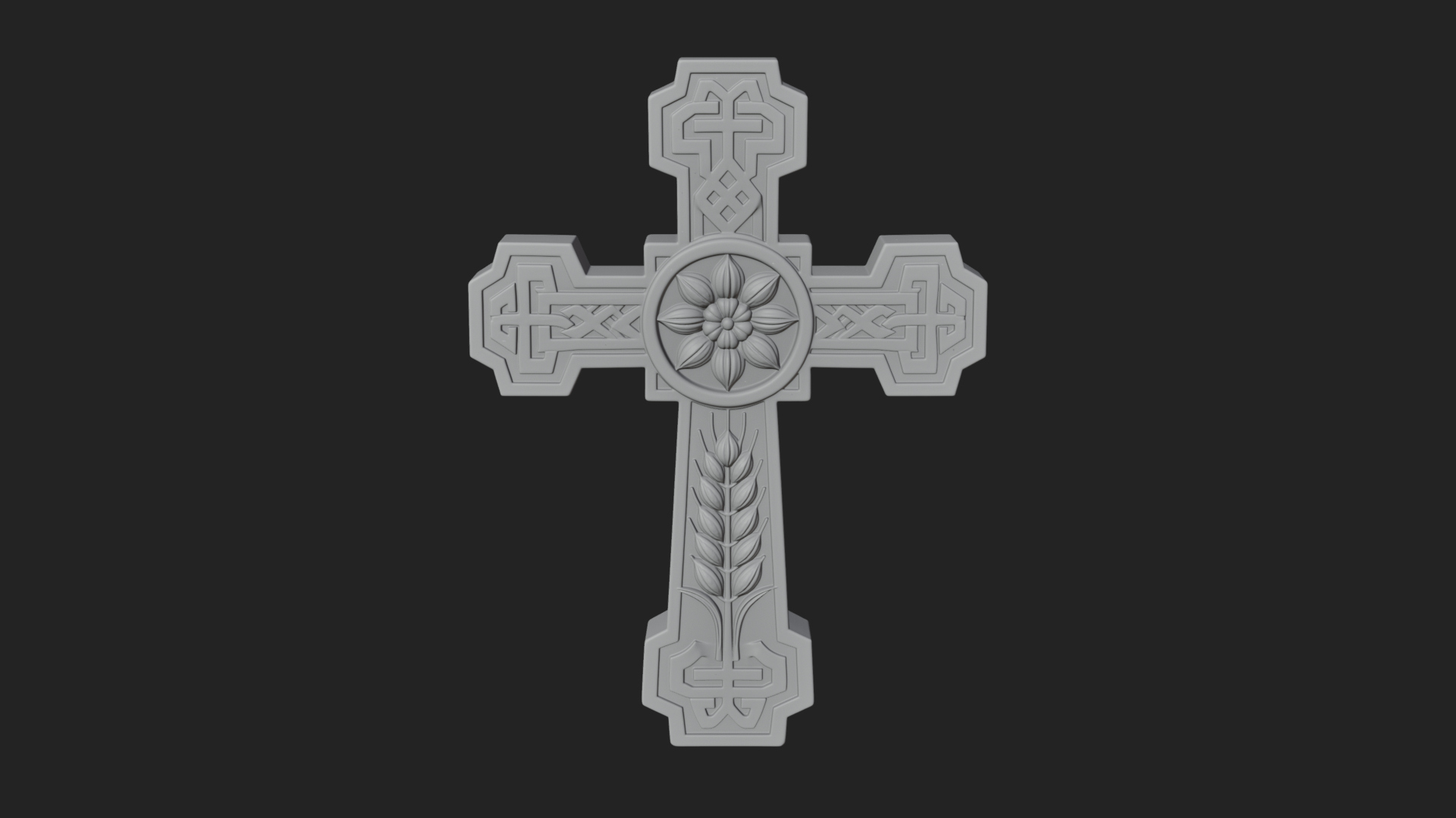 Carved Relief Wall Cross Design 485 3D Print Model 3D Model