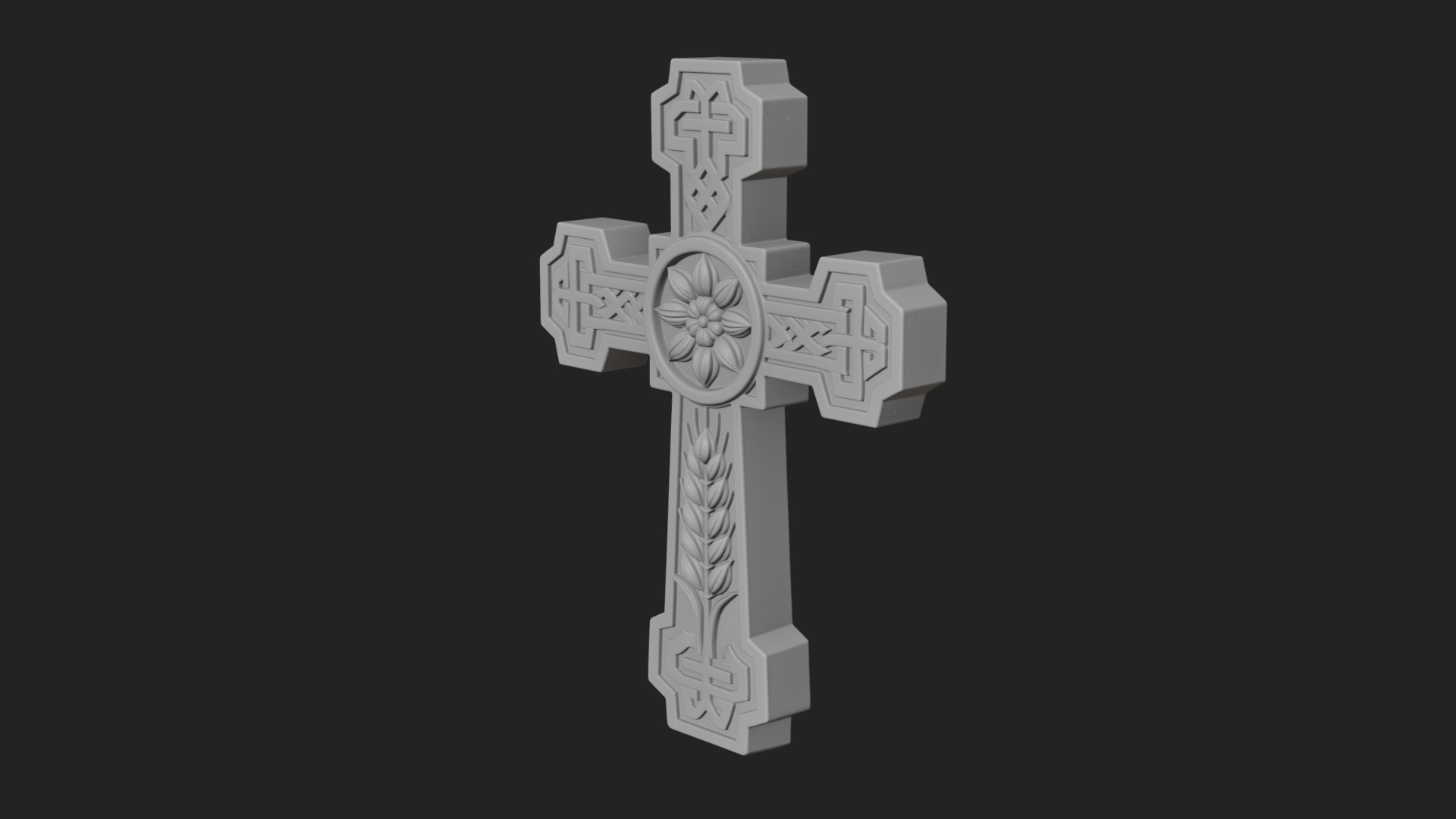 Carved Relief Wall Cross Design 485 3D Print Model 3D Model