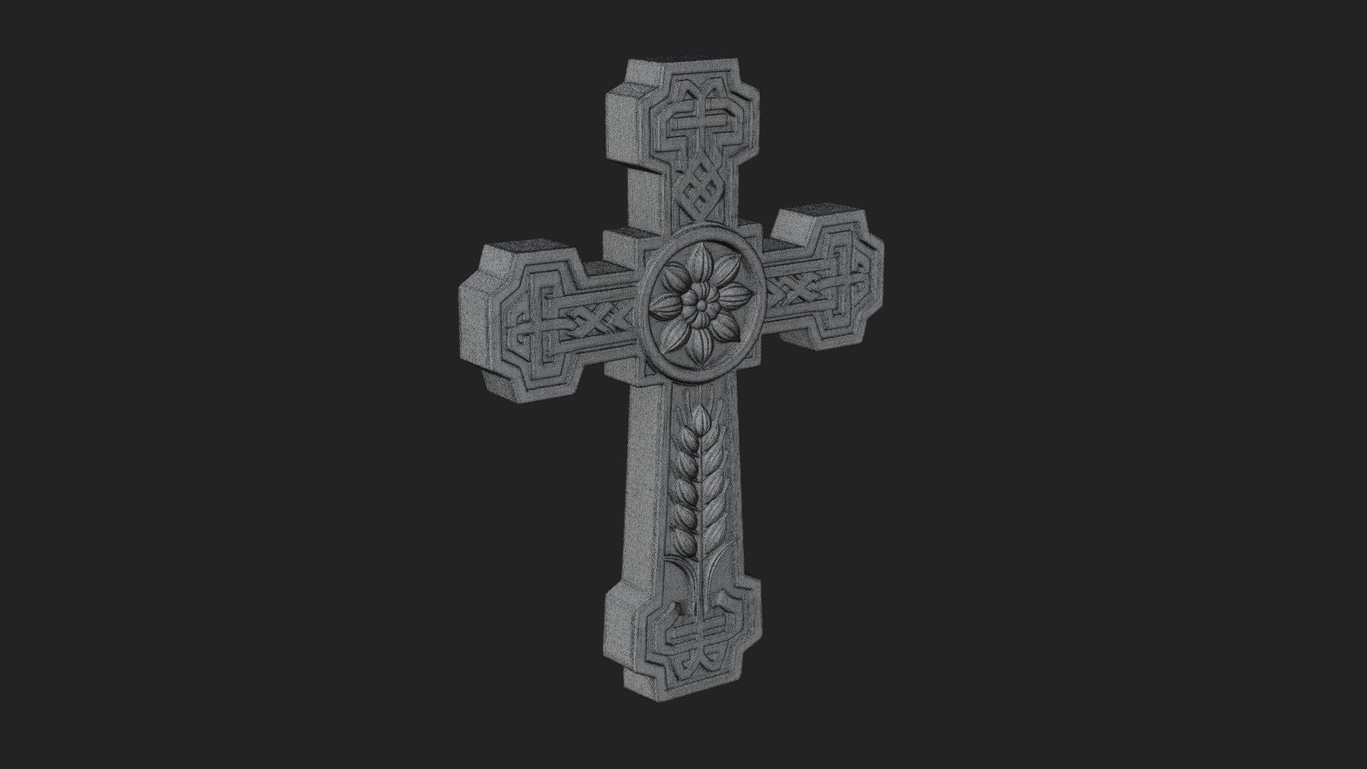 Carved Relief Wall Cross Design 485 3D Print Model 3D Model