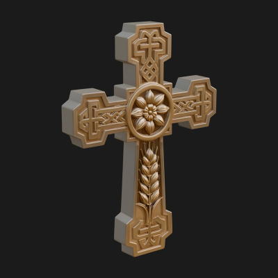 Carved Relief Wall Cross Design 485 3D Print Model