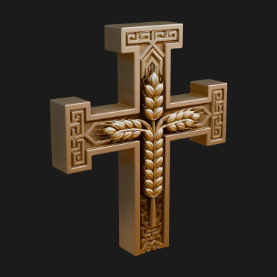 Carved Relief Wall Cross Design 486 3D Print Model