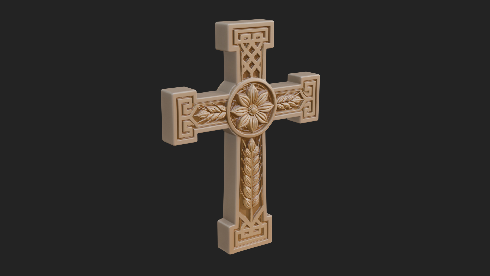 Carved Relief Wall Cross Design 487 3D Print Model 3D Model