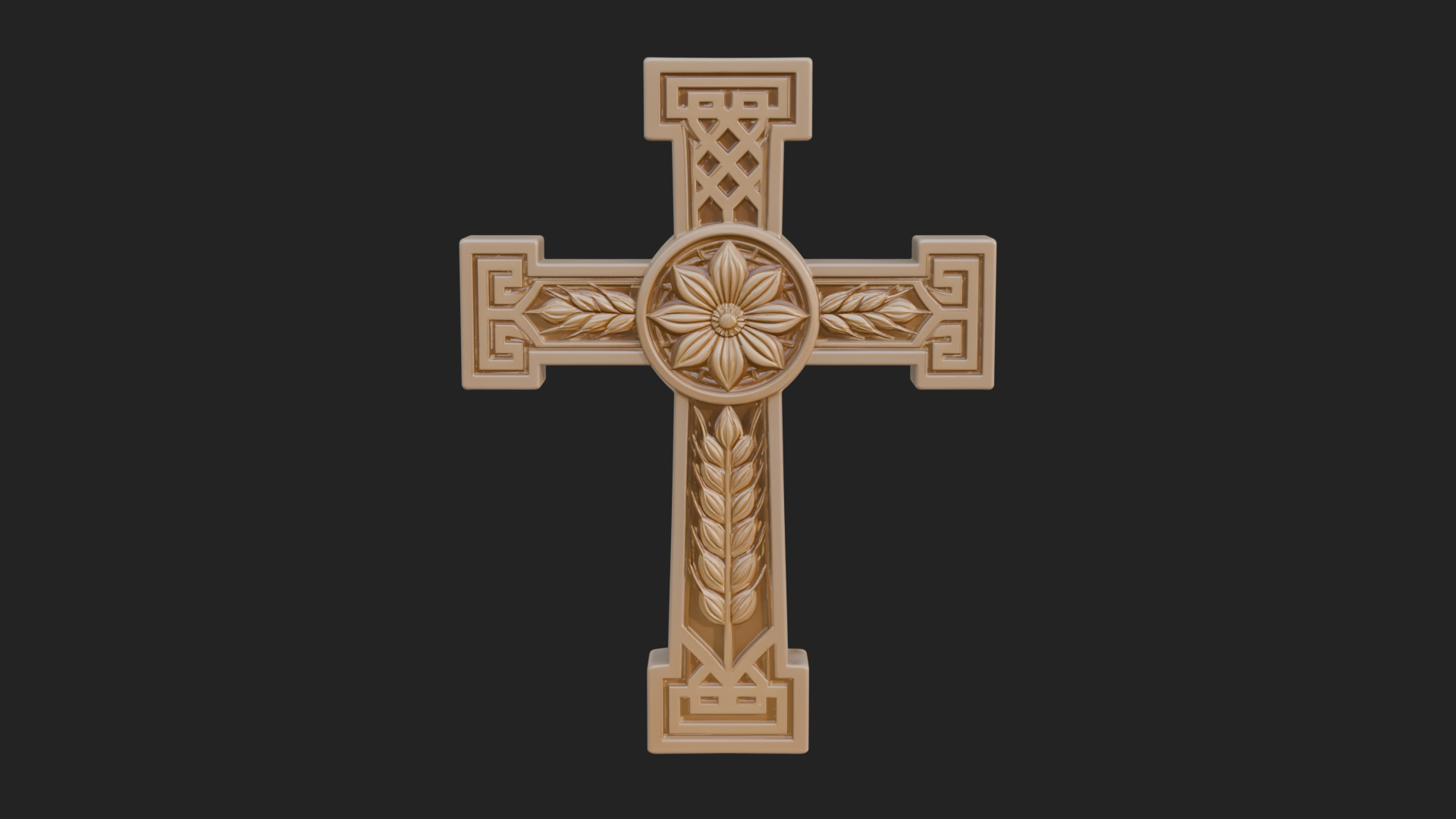 Carved Relief Wall Cross Design 487 3D Print Model 3D Model