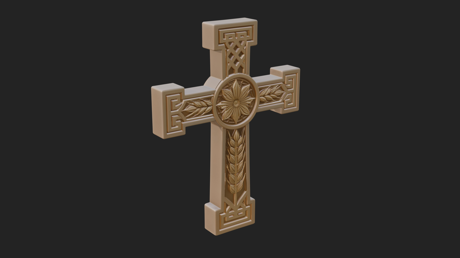 Carved Relief Wall Cross Design 487 3D Print Model 3D Model