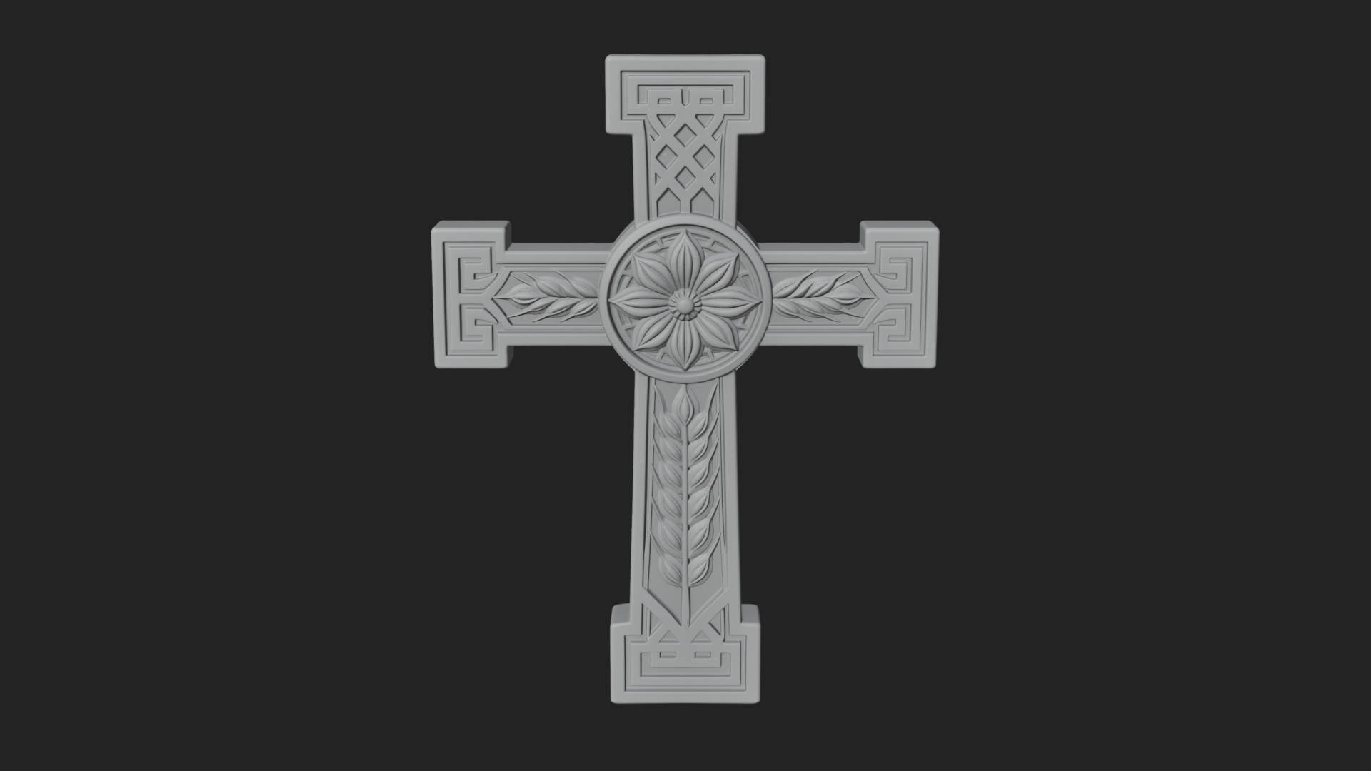 Carved Relief Wall Cross Design 487 3D Print Model 3D Model
