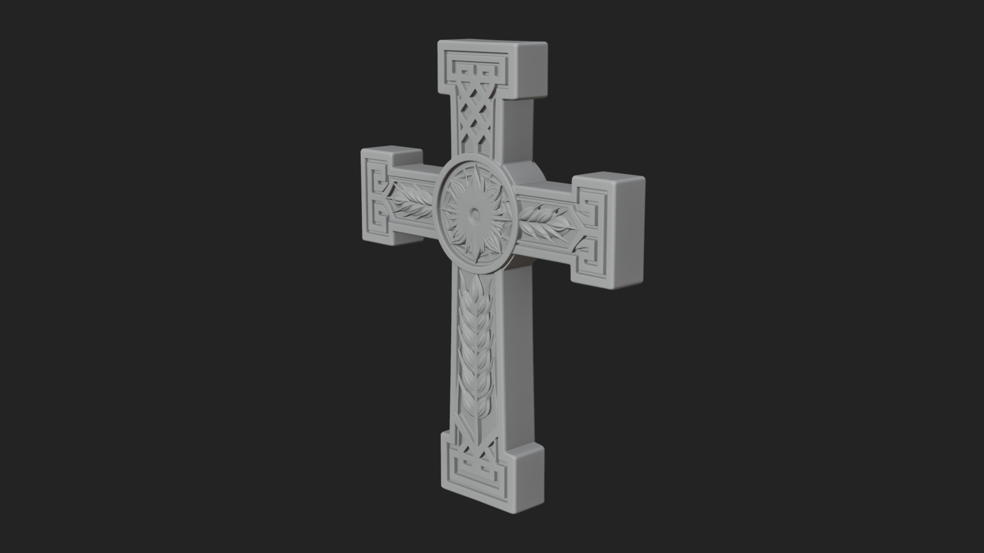 Carved Relief Wall Cross Design 487 3D Print Model 3D Model