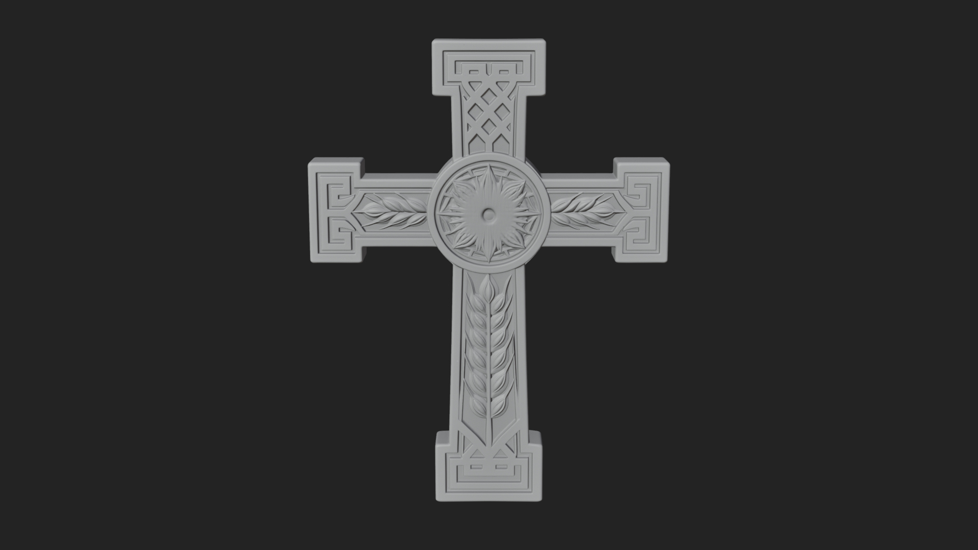 Carved Relief Wall Cross Design 487 3D Print Model 3D Model