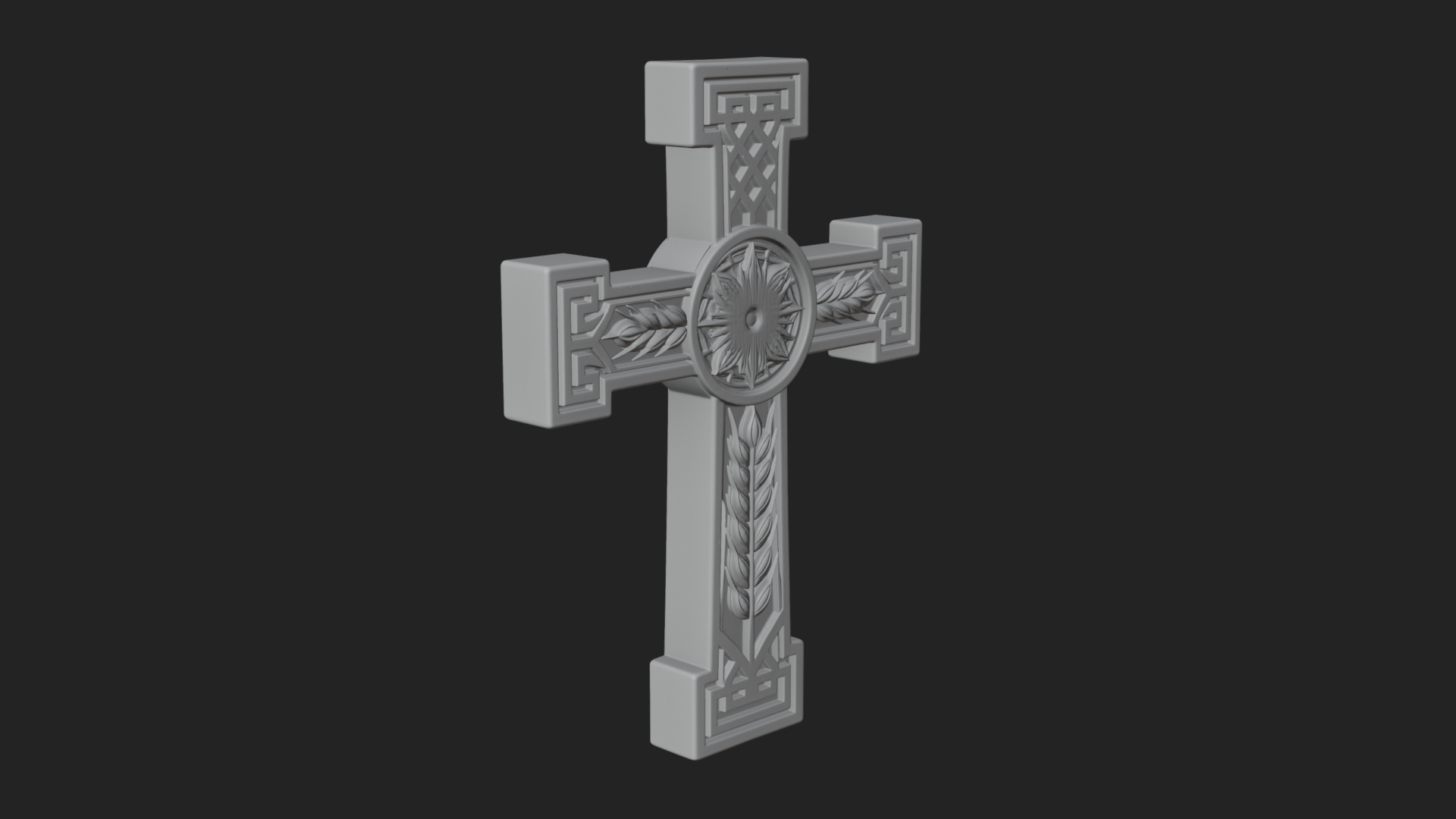 Carved Relief Wall Cross Design 487 3D Print Model 3D Model