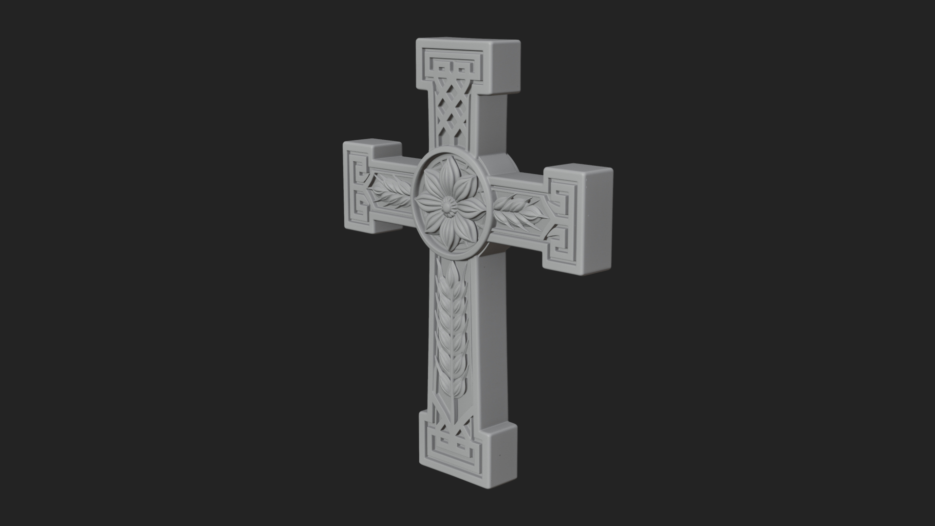 Carved Relief Wall Cross Design 487 3D Print Model 3D Model