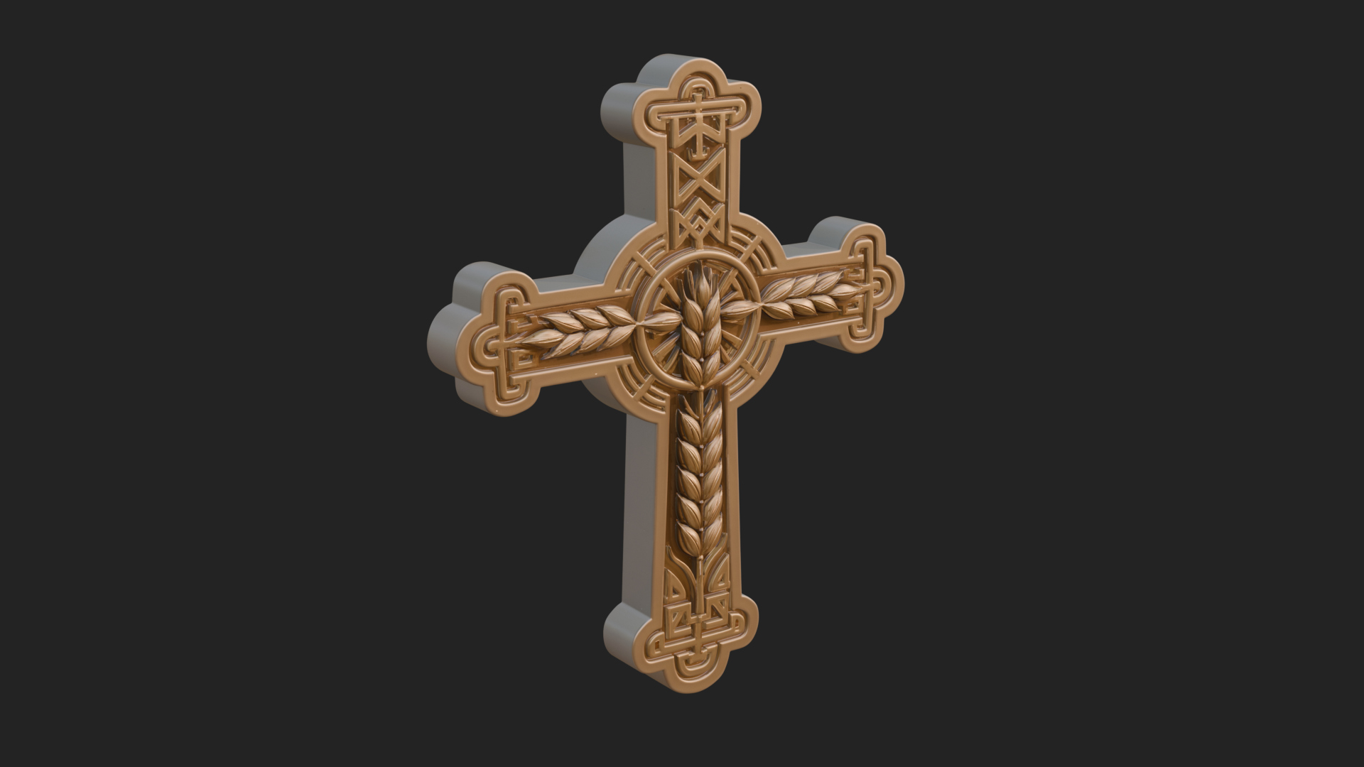 Carved Relief Wall Cross Design 488 3D Print Model 3D Model
