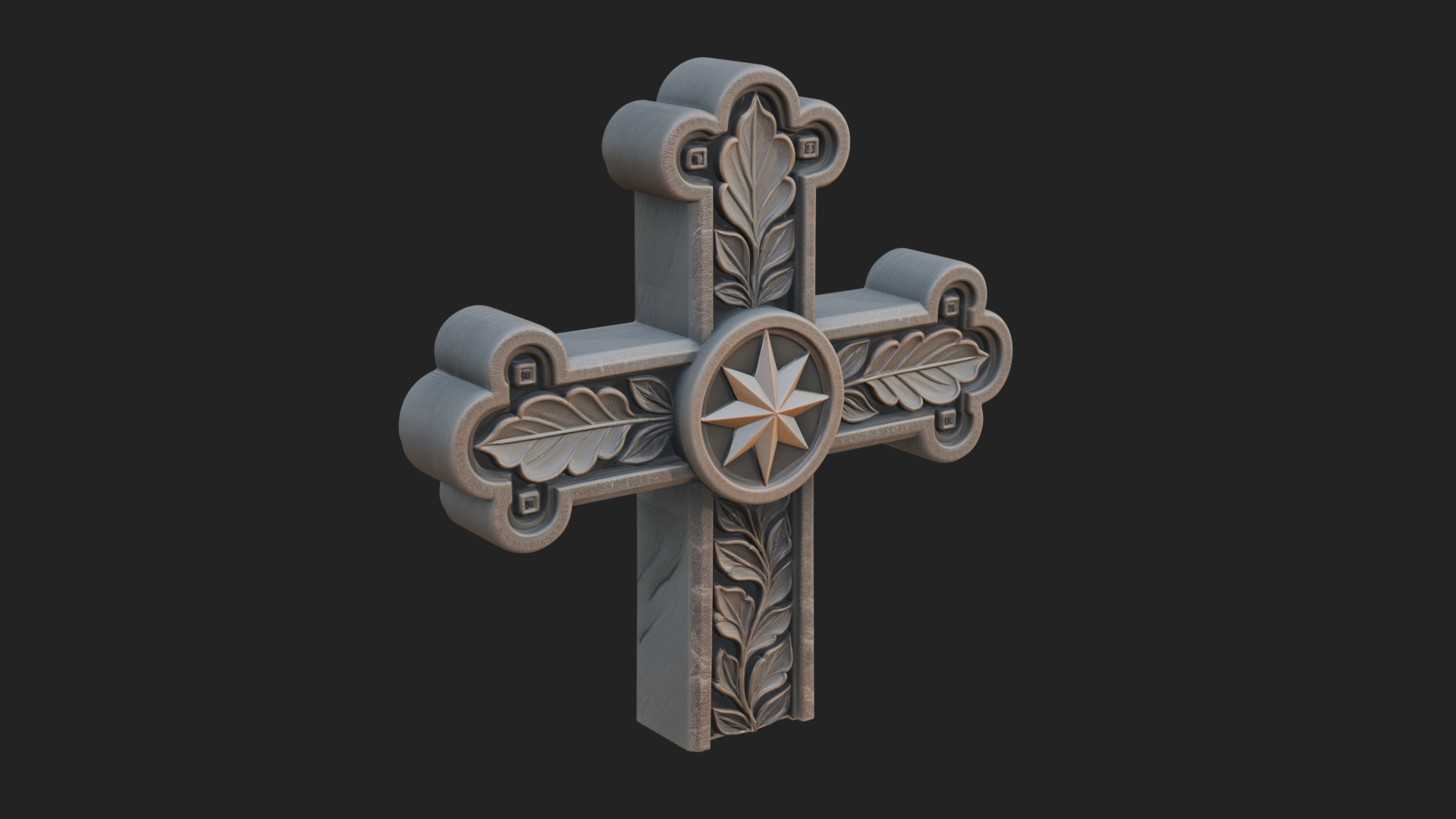 Carved Relief Wall Cross Design 49 3D Print Model 3D Model