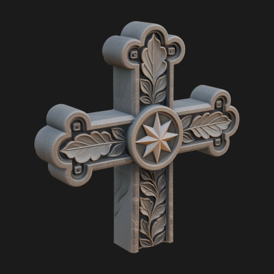 Carved Relief Wall Cross Design 49 3D Print Model