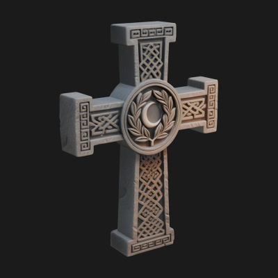 Carved Relief Wall Cross Design 493 3D Print Model