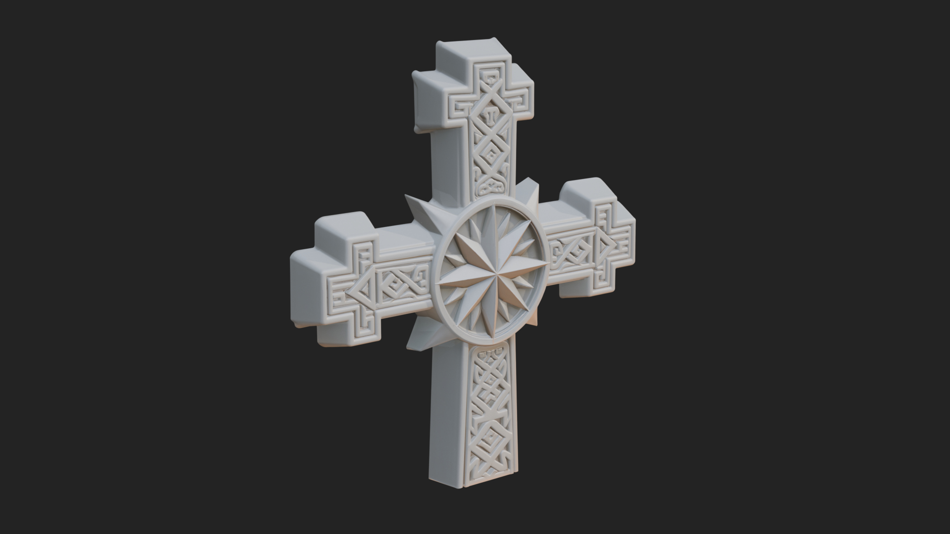Carved Relief Wall Cross Design 497 3D Print Model 3D Model