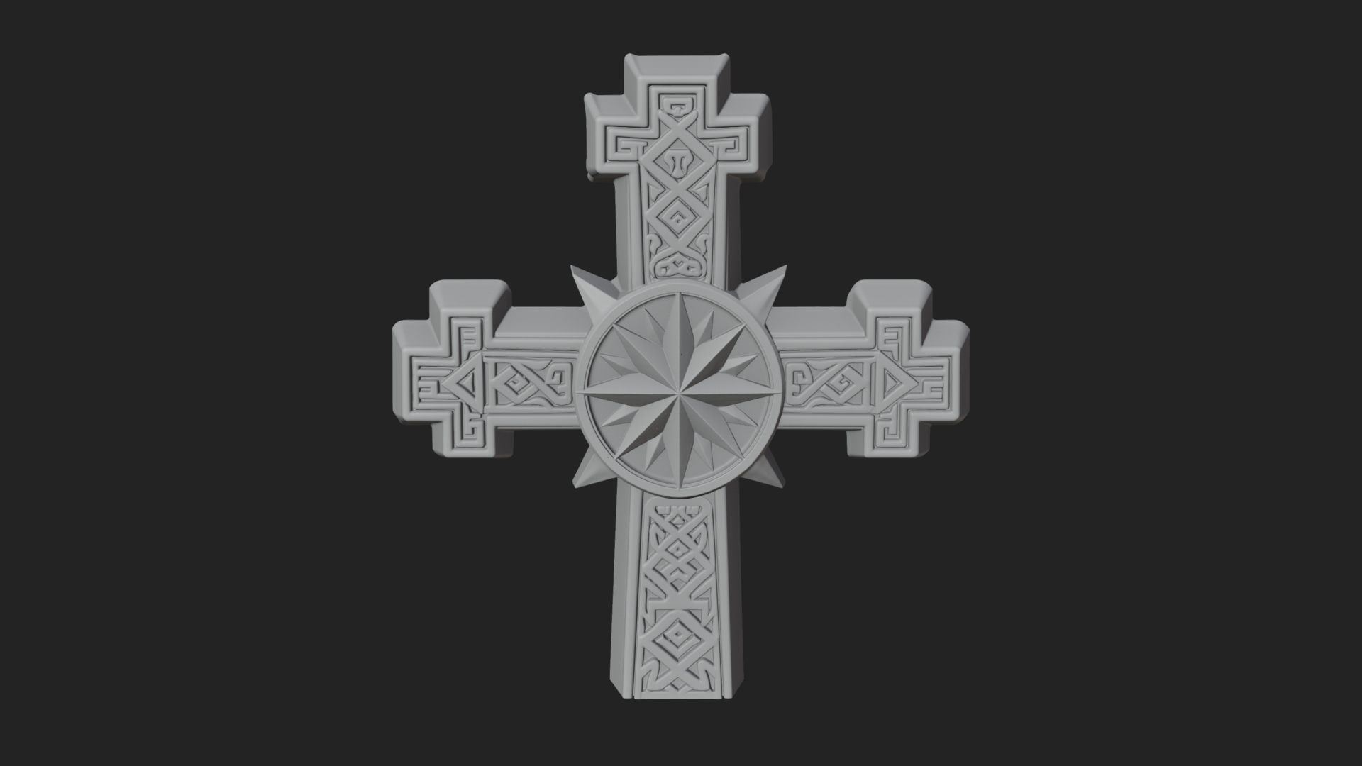 Carved Relief Wall Cross Design 497 3D Print Model 3D Model