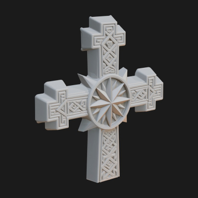 Carved Relief Wall Cross Design 497 3D Print Model