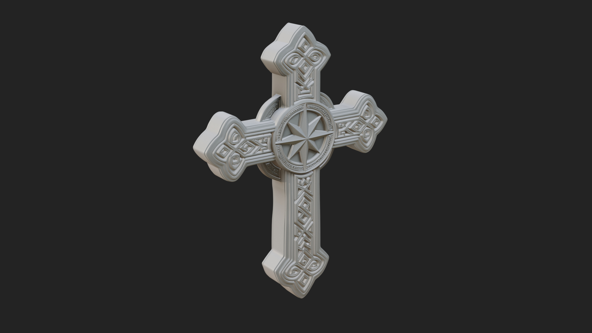 Carved Relief Wall Cross Design 498 3D Print Model 3D Model